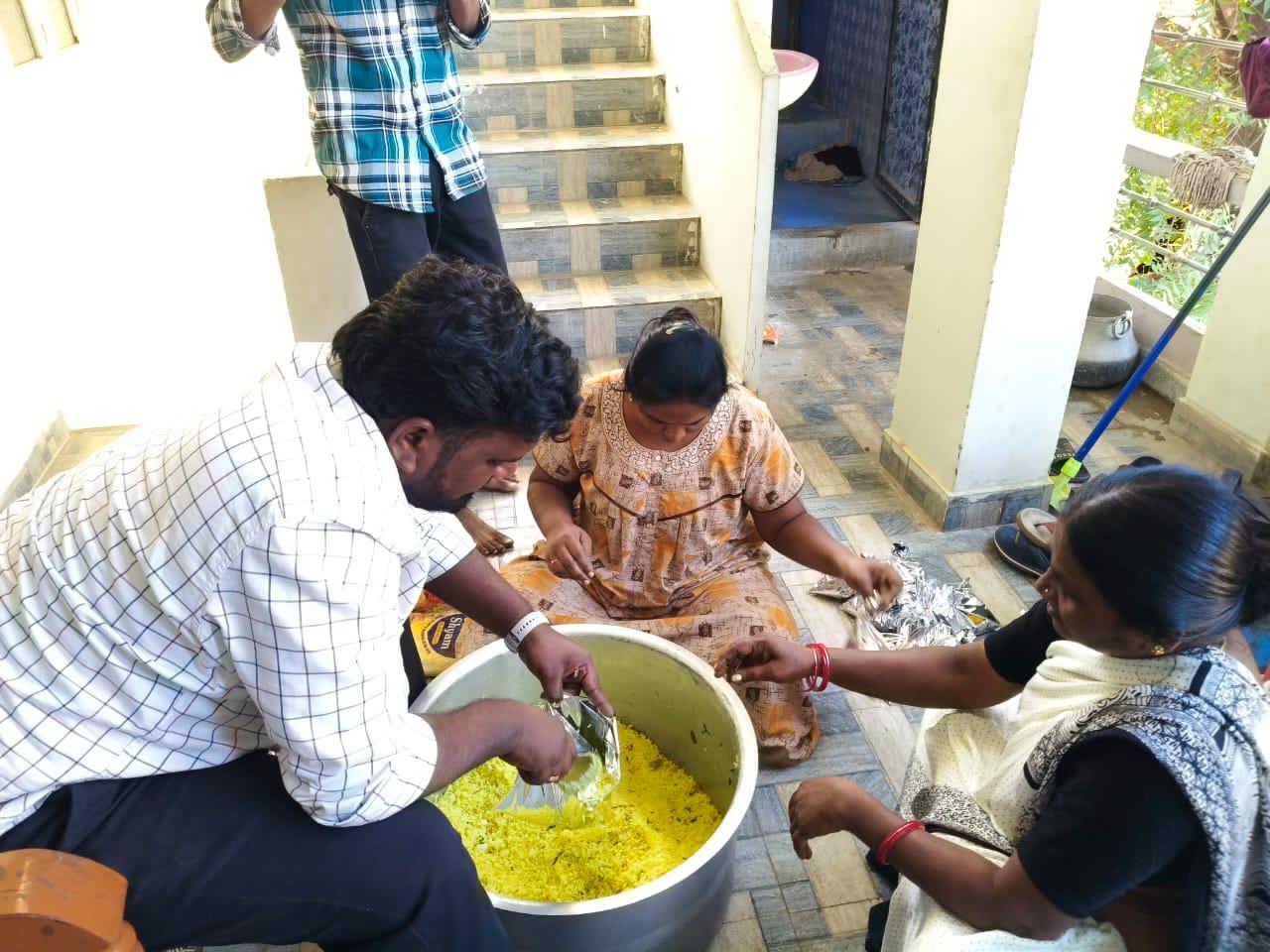 Preparing the meals for the community.
